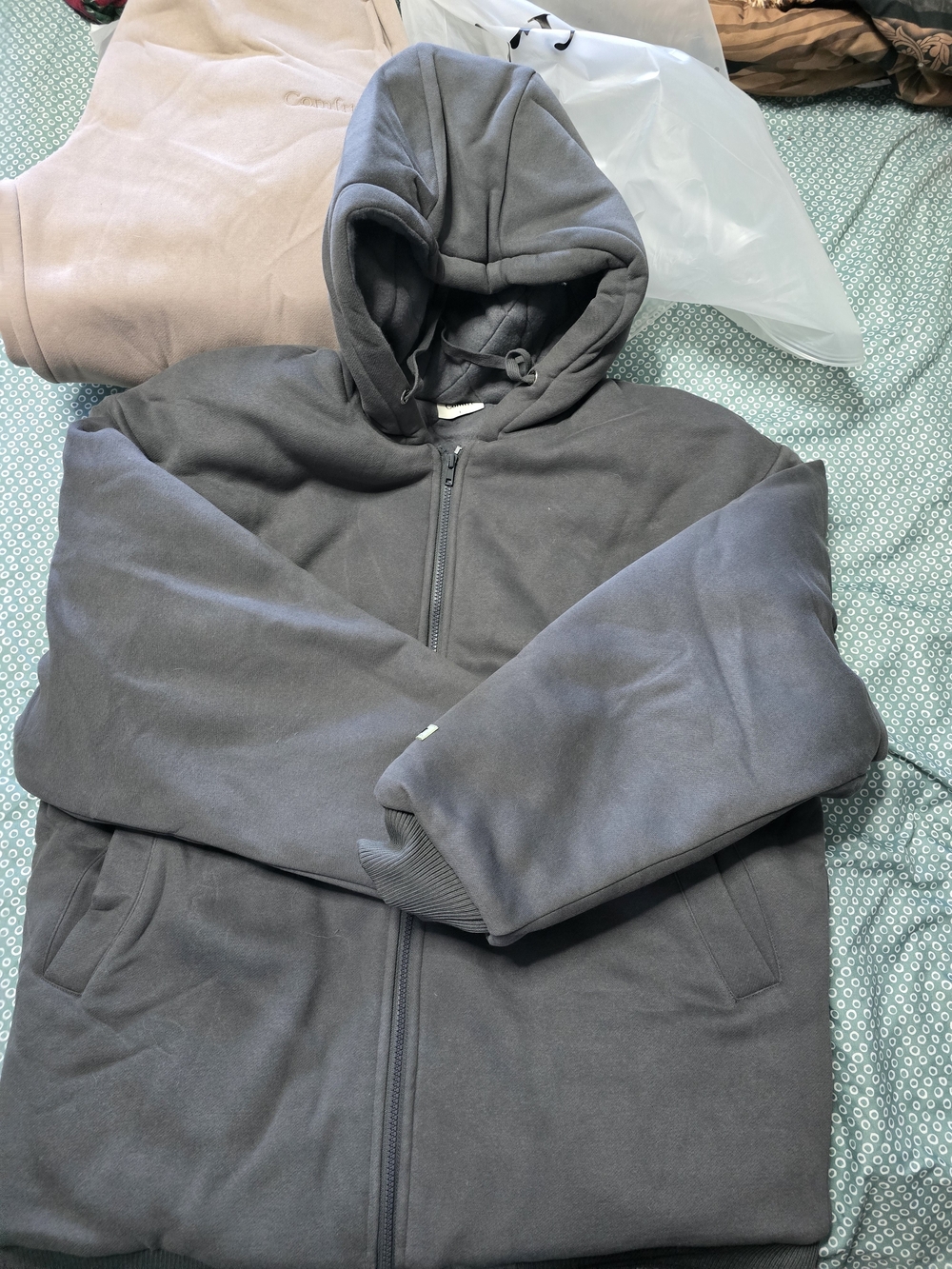 Comfrt 5lb Weighted Gray Zip-Up Hooded Sweatshirt
